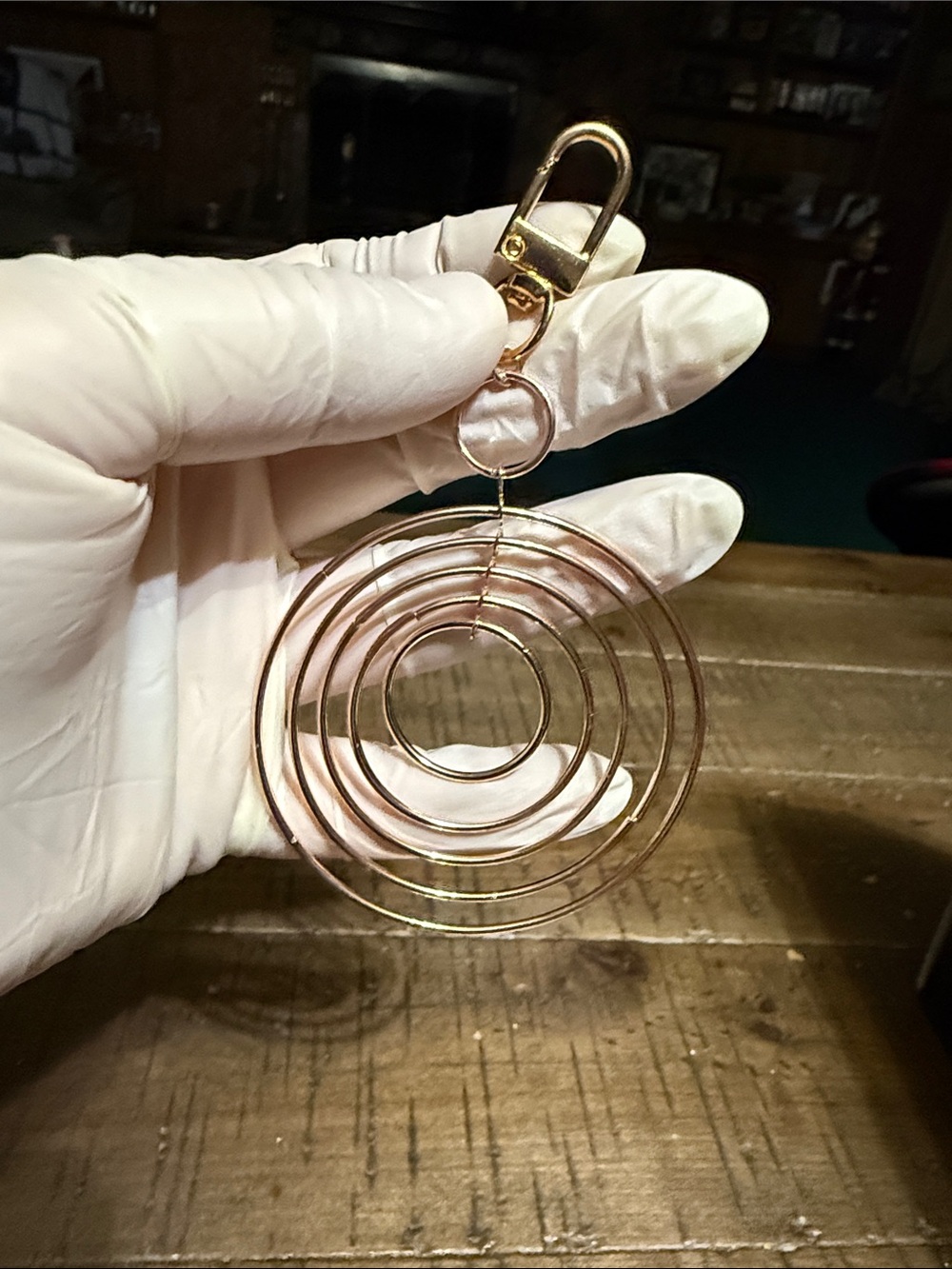 Gold-Tone Spiral Hoop Keychain Charm